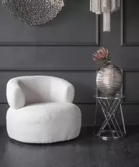 Ivory Boucle Luna Accent Chair